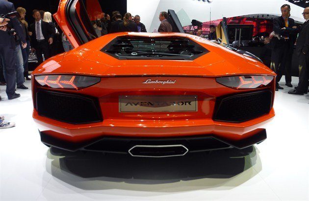The Aventador has the trademark Lamborghini doors that open upward a