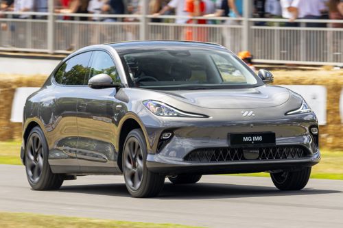 MG IM6 Review: dynamic front three-quarters at Goodwood