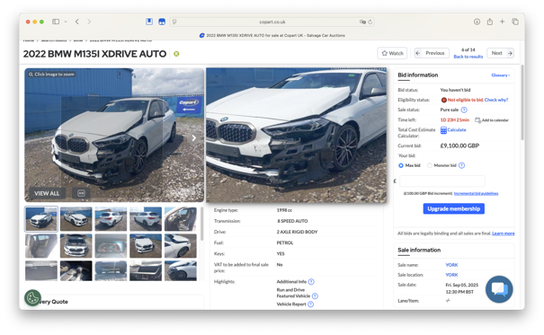 A tempting BMW M135i xDrive being auctioned at Copart - is it really worth it?