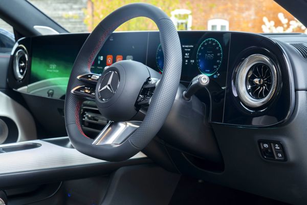 Mercedes Electric CLA Shooting Brake Review: dashboard from driver's door