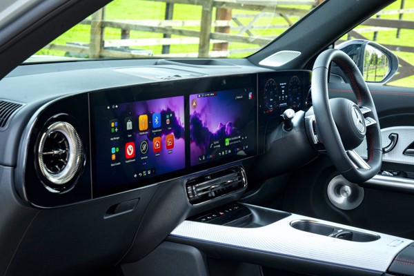 Mercedes Electric GLB Review: dashboard viewed from passenger side
