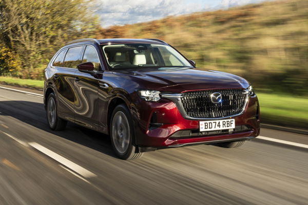 Mazda CX-80 dynamic front three-quarter