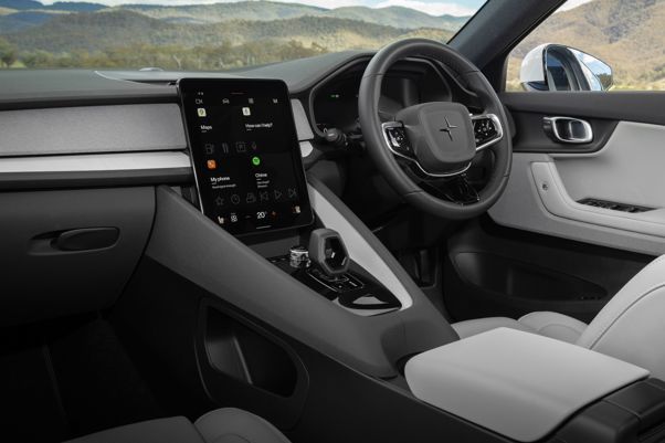 Polestar 2 Review: dashboard as viewed from the front passenger seat