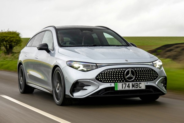 Mercedes Electric CLA Shooting Brake Review: dynamic front three-quarter