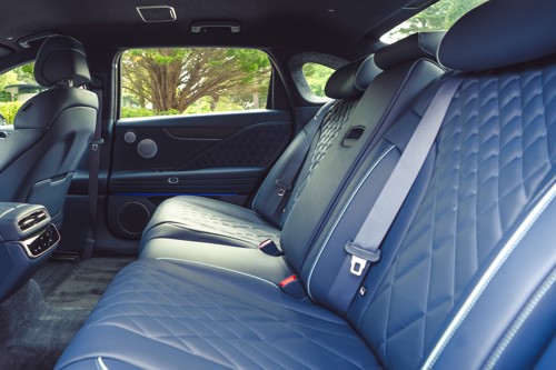 Genesis Electrified G80 Review: rear seats viewed from nearside rear door