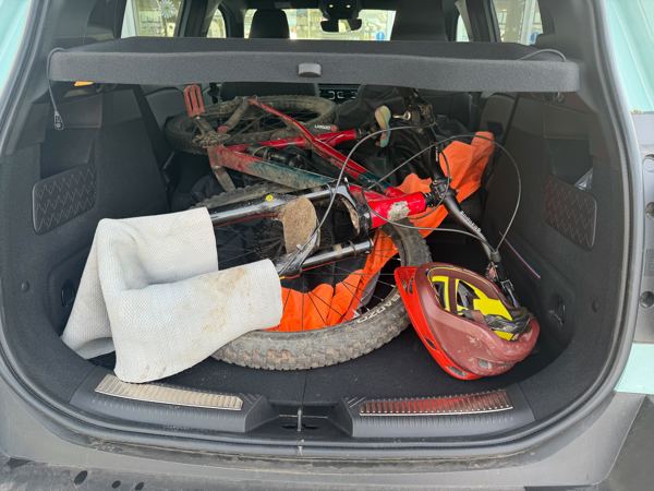 Renault 4 boot with bicycle