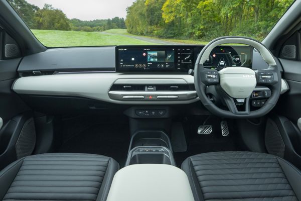 Kia EV4 Fastback Review: full width dashboard viewed from the centre