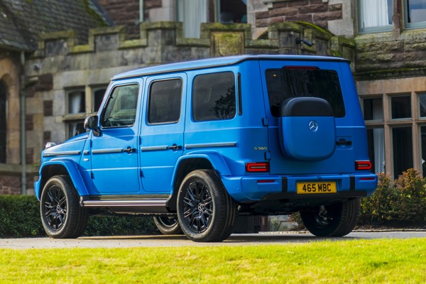 Mercedes G-Class with EQ Technology Review: static rear three-quarter