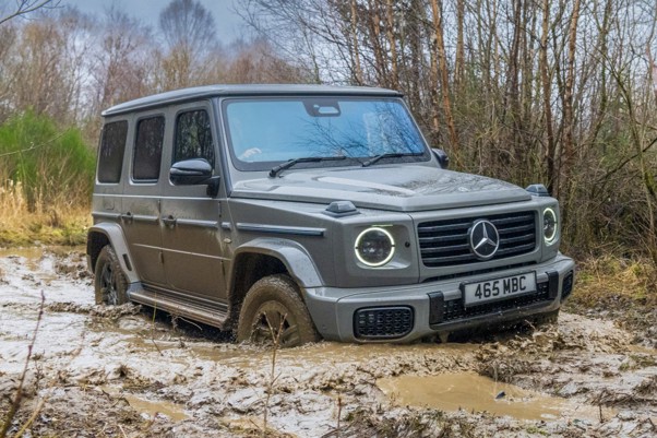 Mercedes G-Class with EQ Technology Review: off-road dynamic front three-quarter