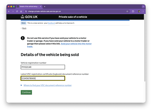 Changing a vehicle keeper online