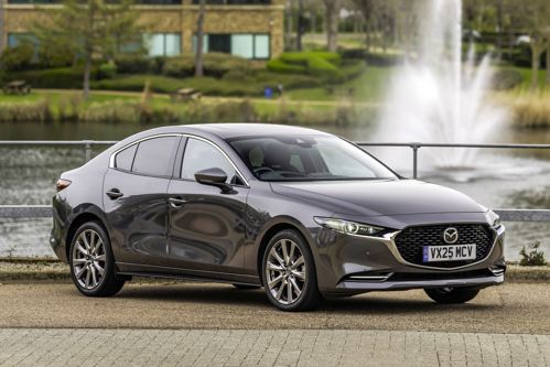 Mazda 3 Saloon Review: static front three-quarter